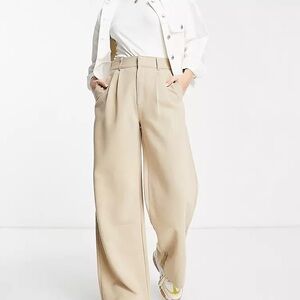 Abercrombie & Fitch Curve Love Ultra High Wide Pants in Camel size 33
